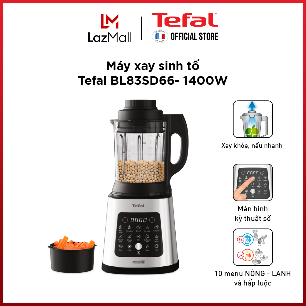 Máy xay nấu đa năng và làm sữa hạt, kết hợp giỏ hấp Tefal BL83SD66 - Gian hàng chính hãng bảo hành 2 năm
