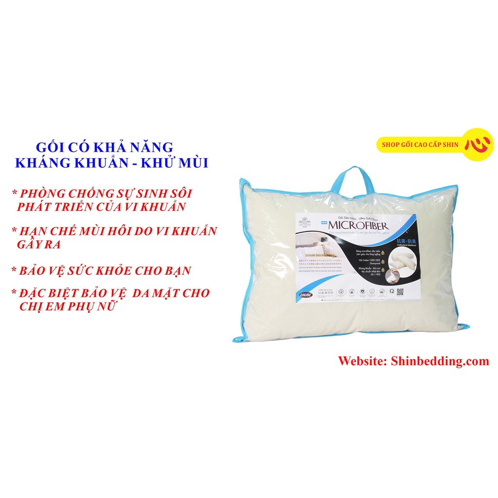 [HCM]Gối nằm microfiber laube siêu mềm kháng khuẩn 50x70cm--