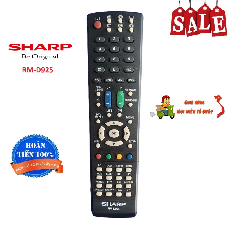 Bảng giá Điều khiển tivi Sharp RM-D925 đa năng các dòng TV Sharp LED/LCD - Hàng tốt [ BH đổi mới ]