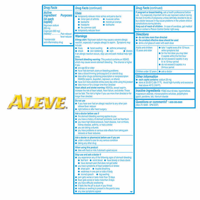Aleve 220mg - 320 viên [Hàng Mỹ Chính Hãng]