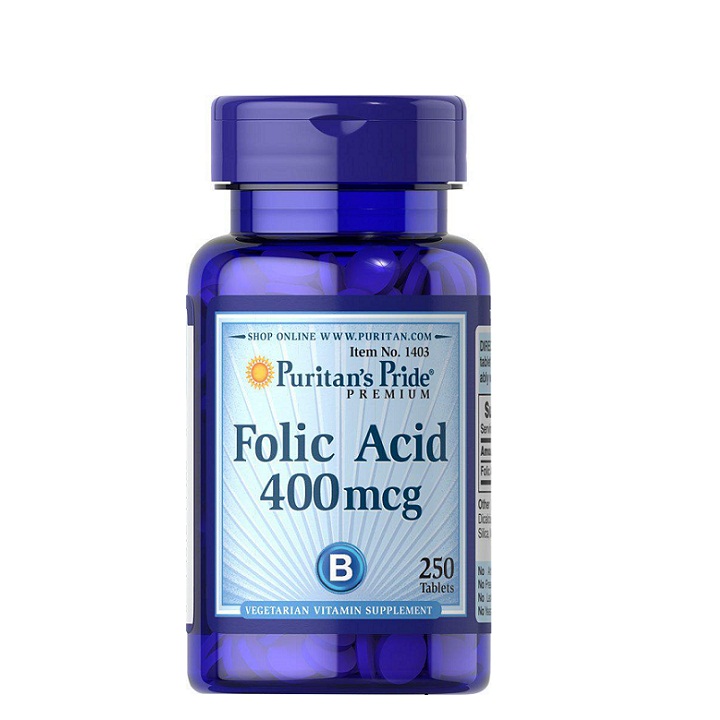 Combo 2 hộp Viên uống bổ máu Folic Acid 400 mcg Puritan’s Pride - 250 viên
