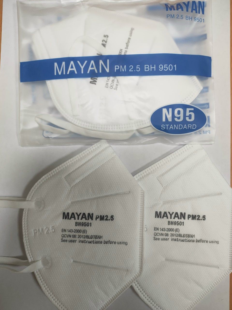 Khẩu trang N95 MAYAN  PM2.5 túi 2 cái