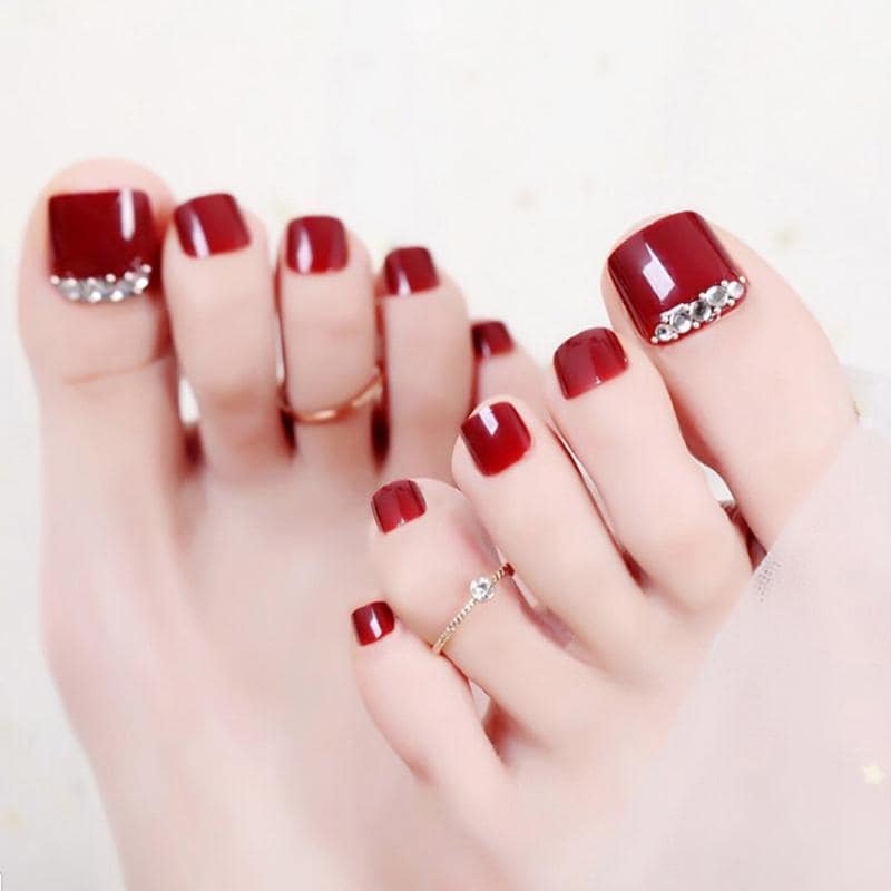Bộ 24 Móng chân giả , nail giả , móng giả C8 (kèm keo dán)