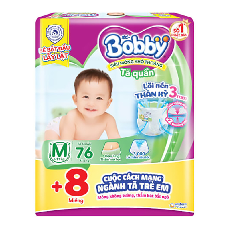 TÃ QUẦN BOBBY ĐỦ SIZE MẪU MỚI XL62/XXL56/L68/M76 MIẾNG