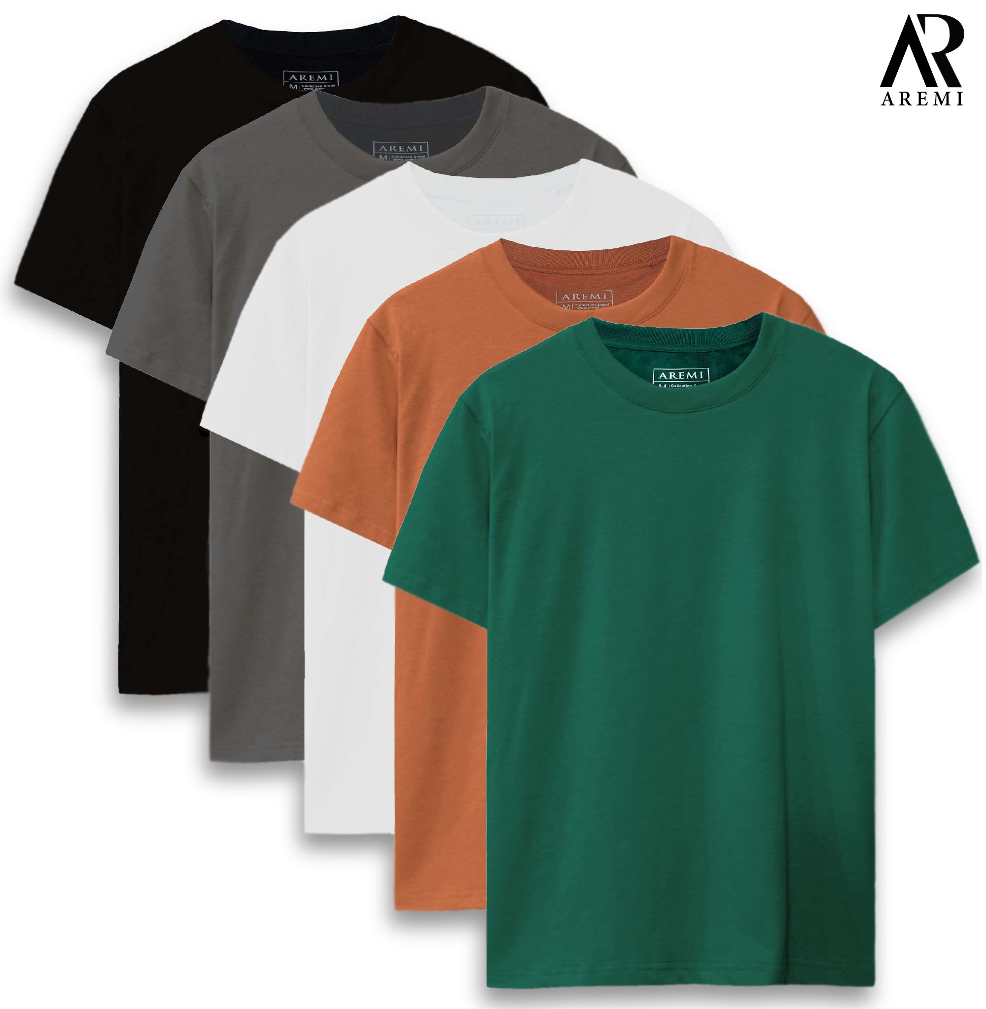 Áo thun nam cổ tròn T-shirt trơn tay ngắn vải TICI cotton form suông vừa