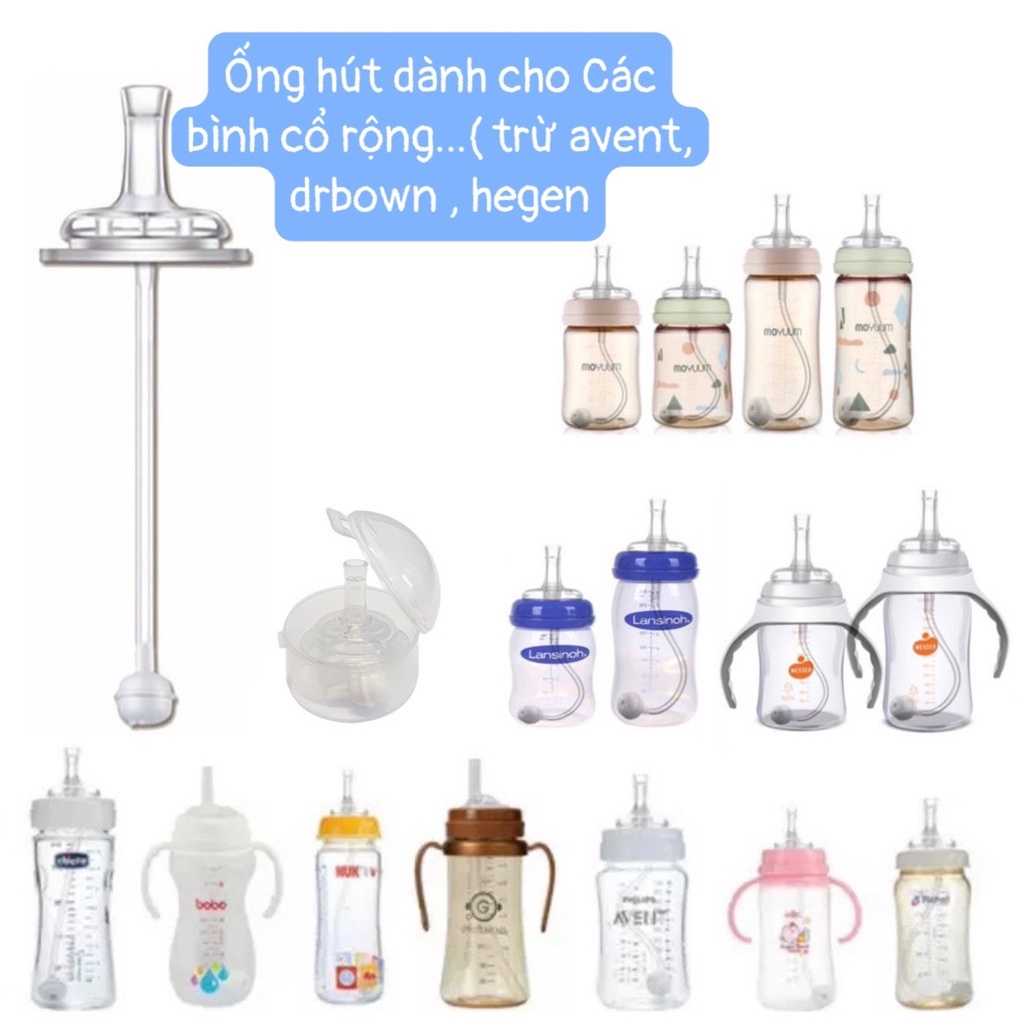 Ống hút có van chống sặc thay thế các núm bình sữa Moyuum, Avent, Hegen