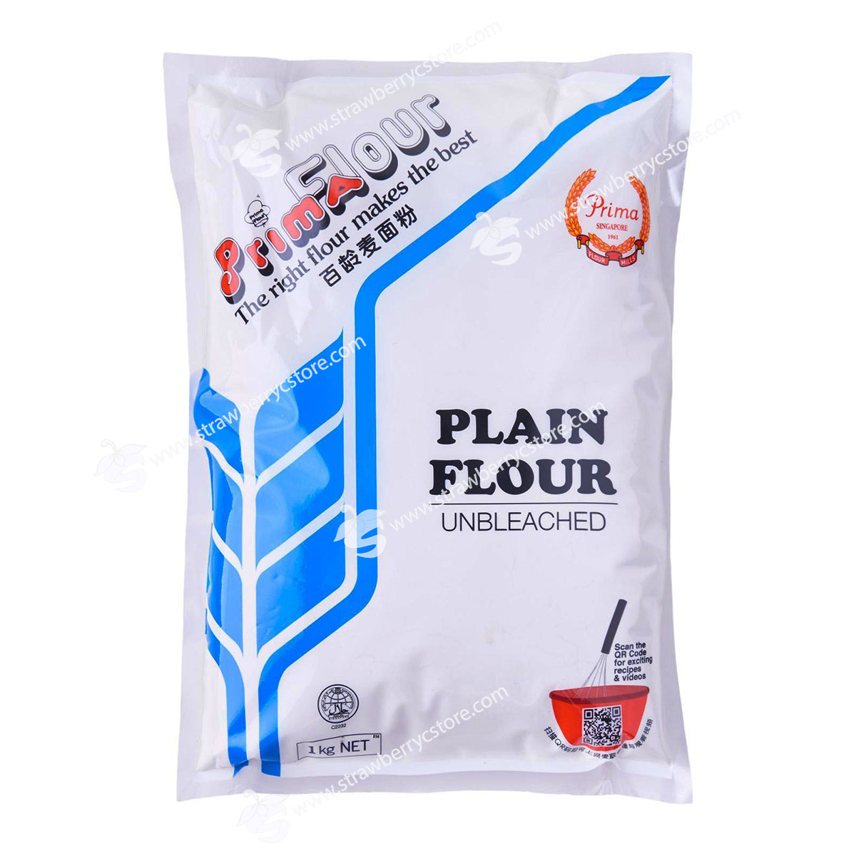 Bột Mì Đa Dụng Không Tẩy Trắng Prima Plain Flour Unbleached All-Purpose Flour, Túi Màu Xanh Dương 1 Kg
