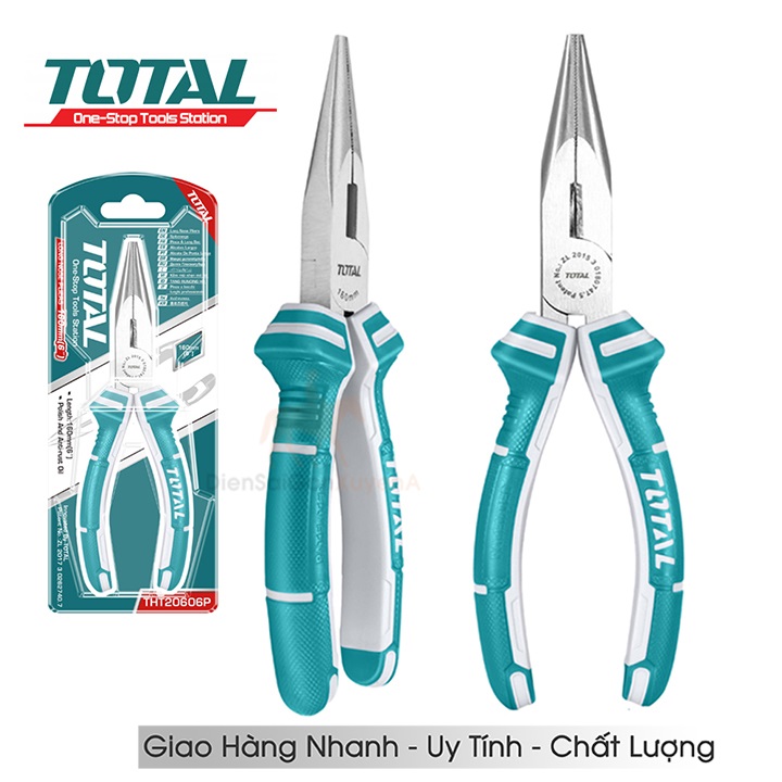 Kìm cắt mỏ nhọn dài total tht120606p 6inch kềm mỏ dài thép cr-v siêu cứng chống rỉ sét, bh 6 tháng diy vn