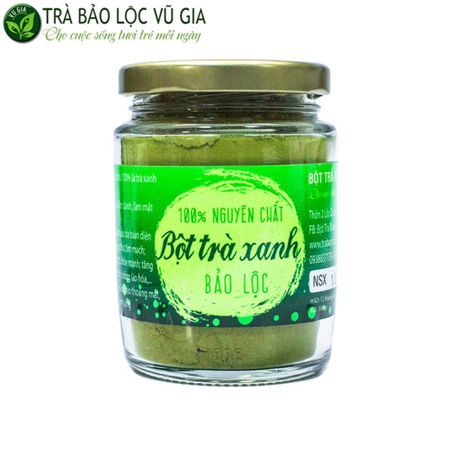 Bột Trà Xanh Nguyên Chất Bảo Lộc Vũ Gia ( 100G/ Hũ) - Đắp Mặt Nạ Dưỡng Da Tắm Trắng Toàn Thân Tẩy Tế Bào Chết - Đã Được Kiểm Nghiệm Y Tế