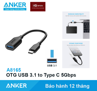 Đầu chuyển OTG Anker Type C to USB 3.1 5Gbps - A8165 Laptop Macbook Mac Samsung cắm chuột Led truyền dữ liệu tốc cao thumbnail