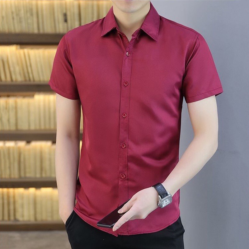Áo sơ mi cộc tay FATUNO nam Hàn Quốc áo sơ mi nam ngắn tay nam vải cotton lụa mềm mịn mát mẻ