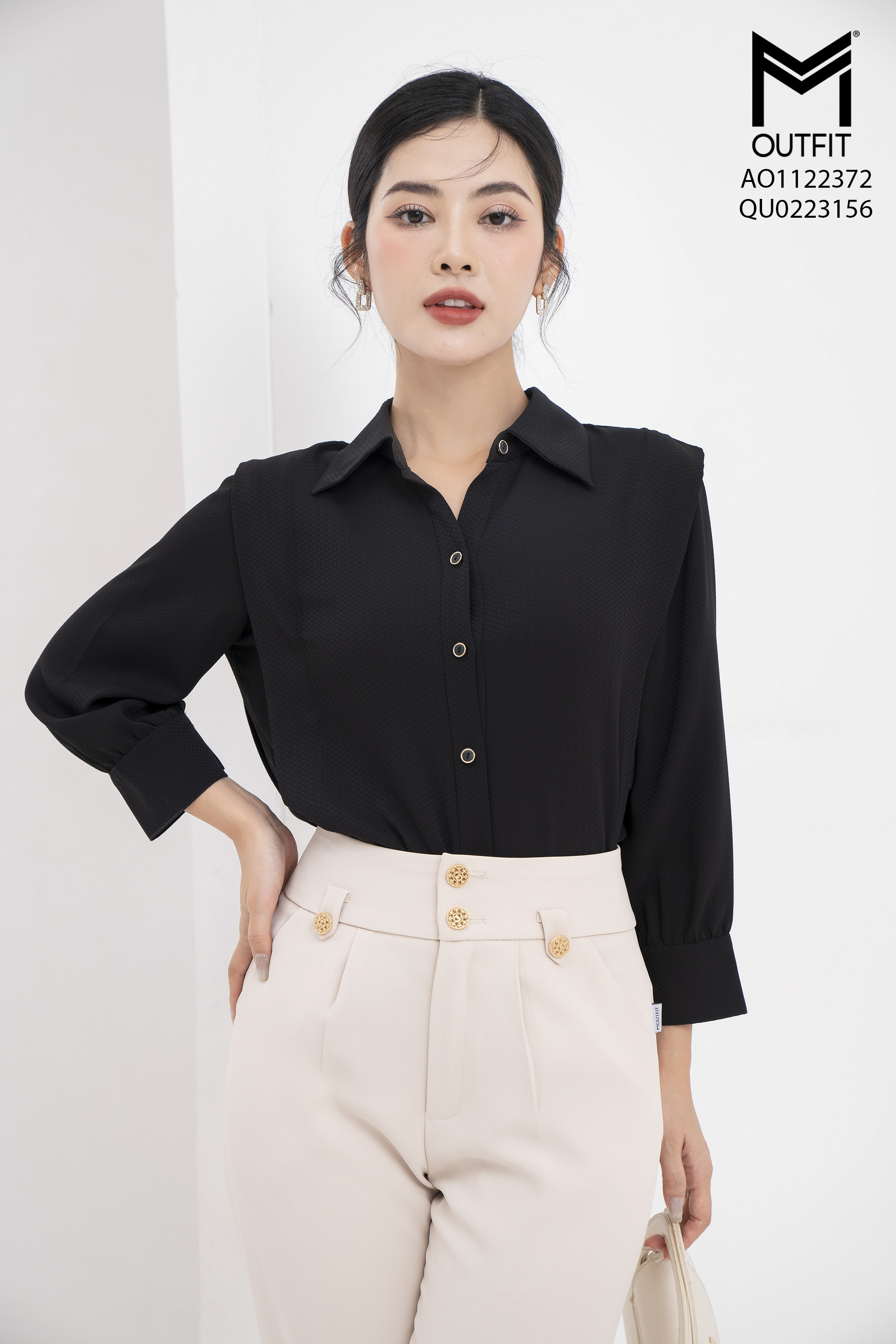Áo sơ mi dài tay, cổ đức -Mmoutfit