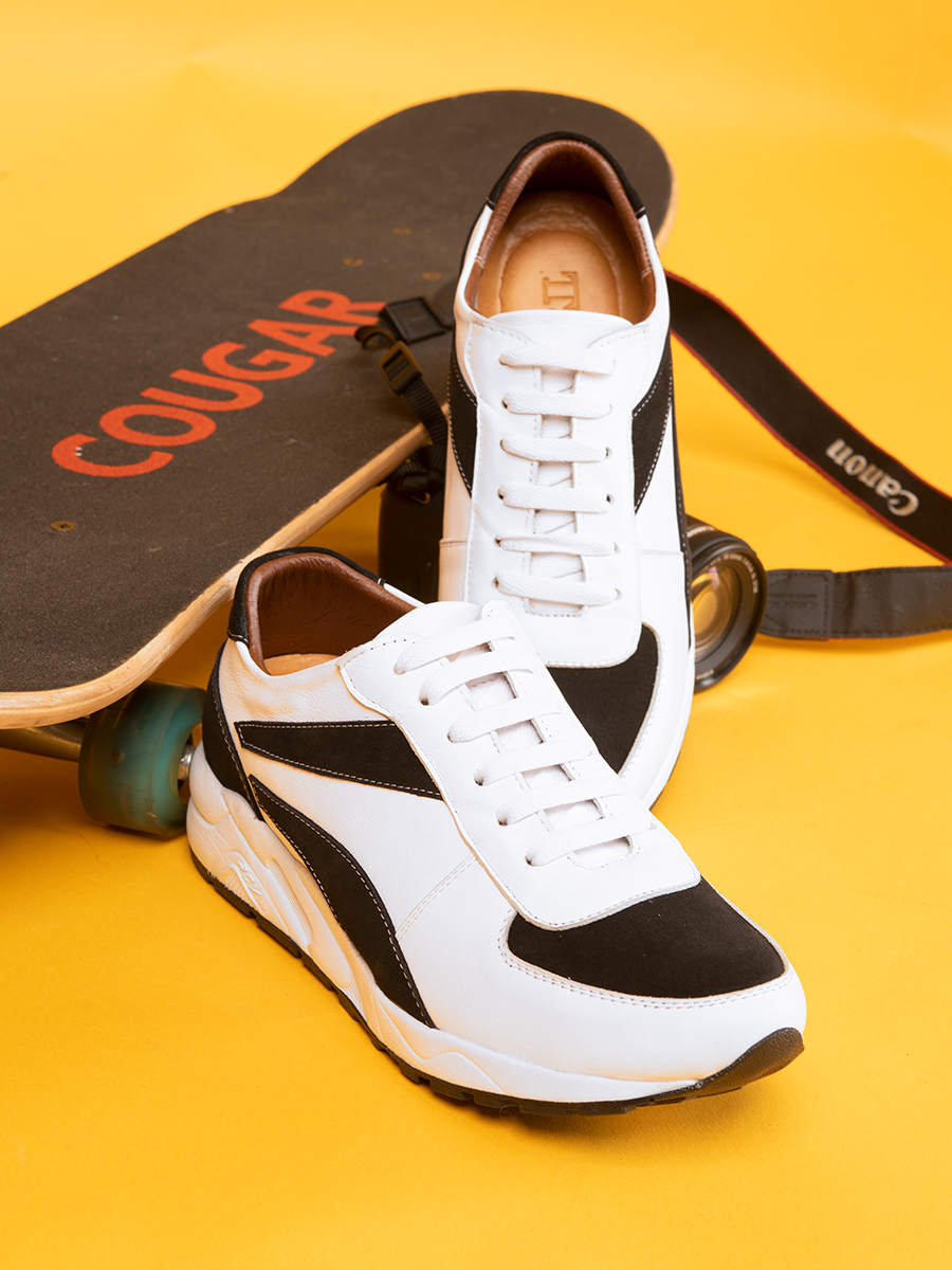 Giày Cao Nam T&TRA T28 Trắng Đen cao 6CM