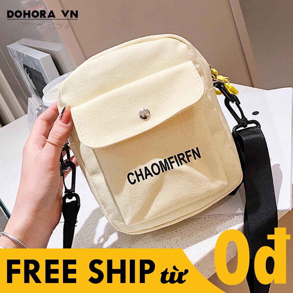 Túi Vải, Túi Đeo Chéo Nữ CWR3 2 Ngăn Siêu Hot Vải Oxford, Có Lỗ Nghe Tai Phone Tiện Lợi - 3 Màu Lựa Chọn