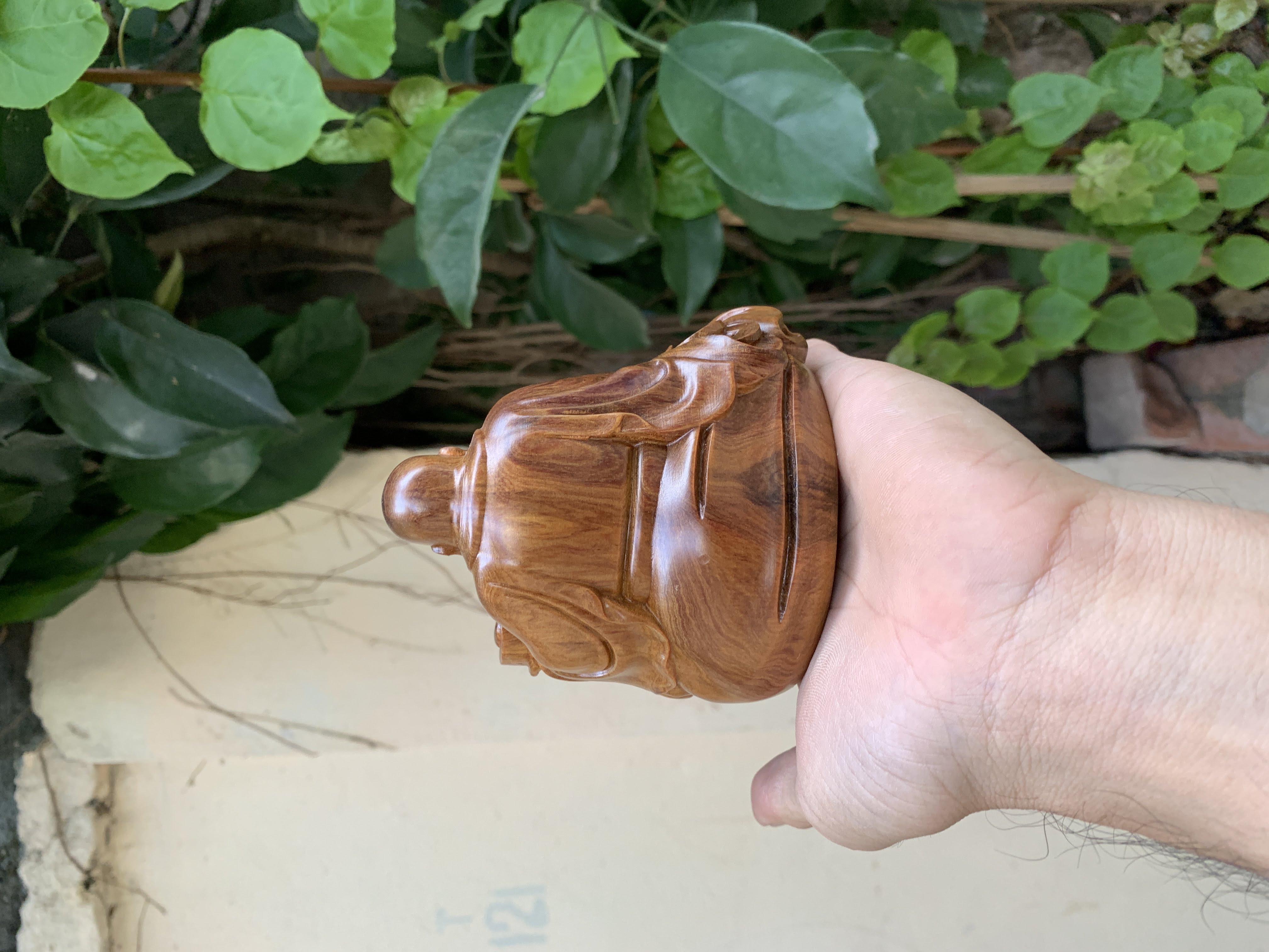 Tượng phật di lặc gỗ bách xanh (Cao 10 ngang 10 sâu 9 cm)