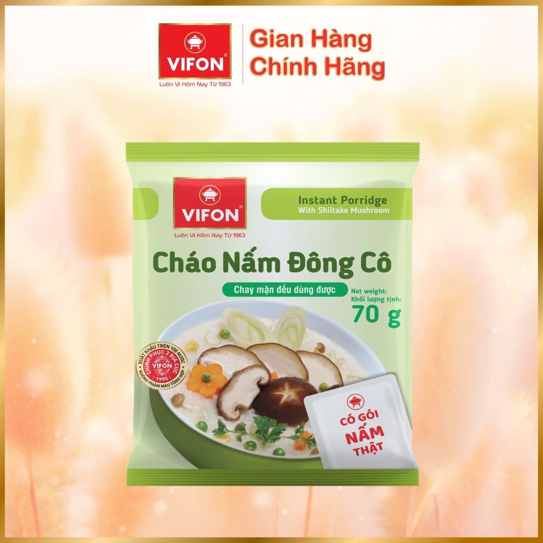 [VOUCHER đến 80K]-Cháo Thịt Gà/ Thịt Bằm/ Cháo Sườn/ Nấm Đông Cô/ Bò/ Trứng muối VIFON 70gr/ gói