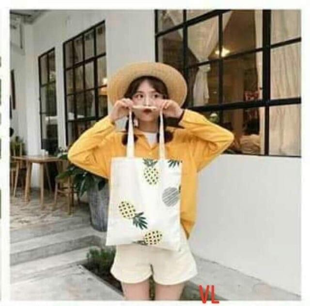 [Túi tote] Túi vải nhiều quả dứa BLA0719