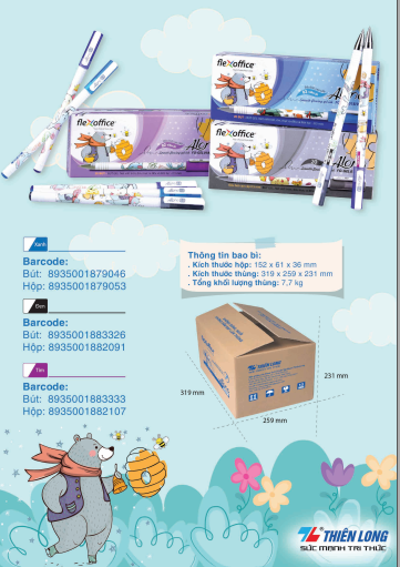 Viết mực nước tím xanh Flexoffice Gel018