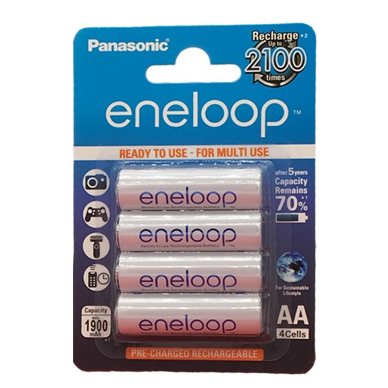 Pin tiểu sạc Panasonic AA Eneloop Trắng 1900mAh BK-3MCCE