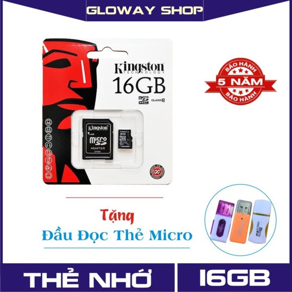Thẻ nhớ 16GB Kingston MicroSD Class 10 (Kèm Adapter) - Bảo hành 5 năm !