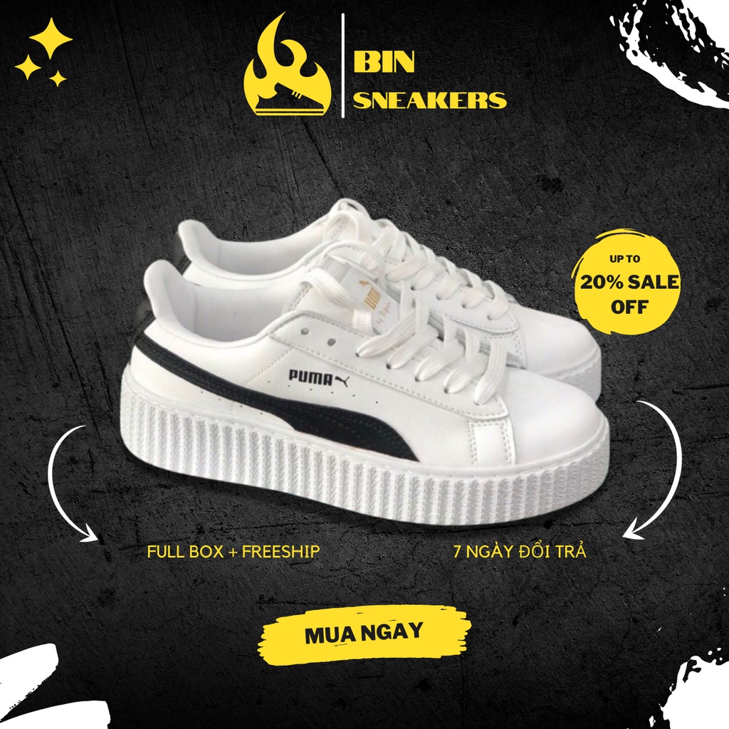 Giày thể thao nữ đế nâu, giày trắng sọc đen Full Box - giày nữ độn đế tăng chiều cao