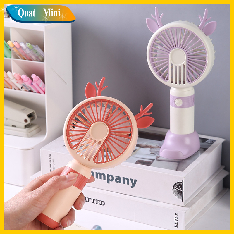 quạt cầm tay tích điện mini 2 tốc độ mạnh,có đèn led