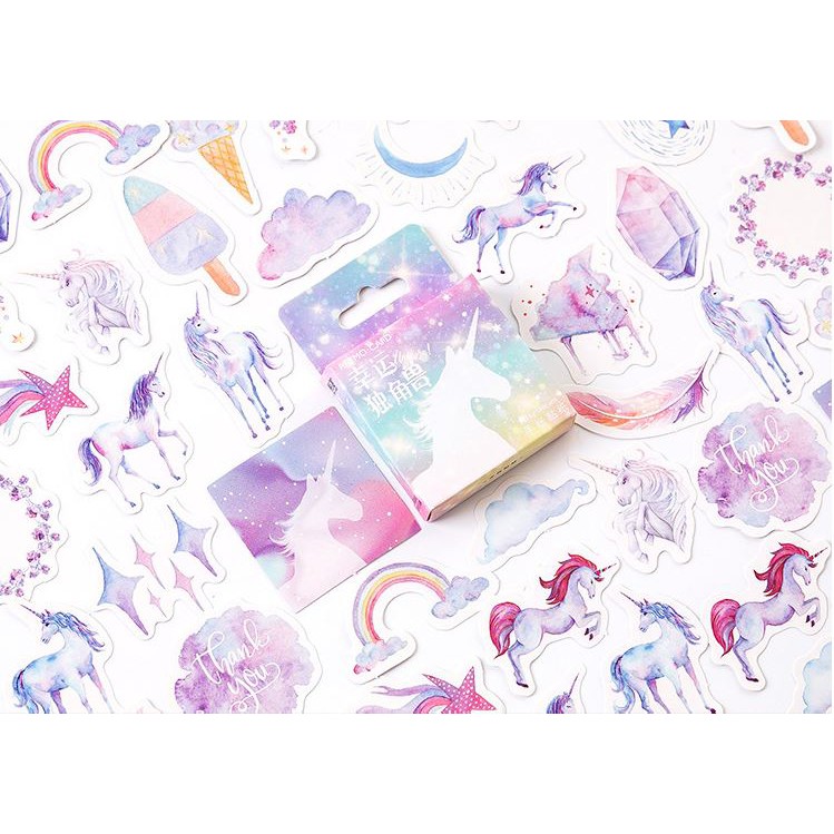 Bộ 46 sticker hàn quốc hình kỳ lân trang trí e24