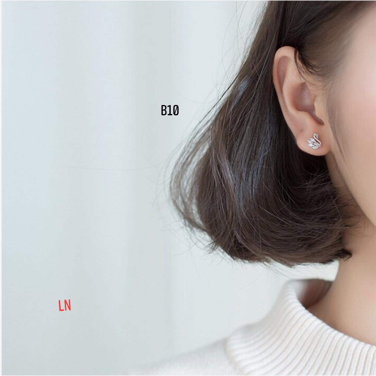 Bông tai nữ bạc ta hình thiên nga MS47