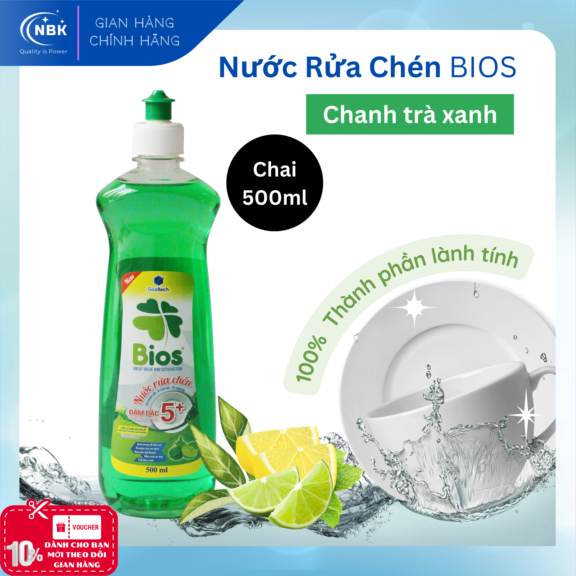 DISHES WASHING LIQUID BIOS GREEN TEA LEMON INCENSE 500ml/Bottle