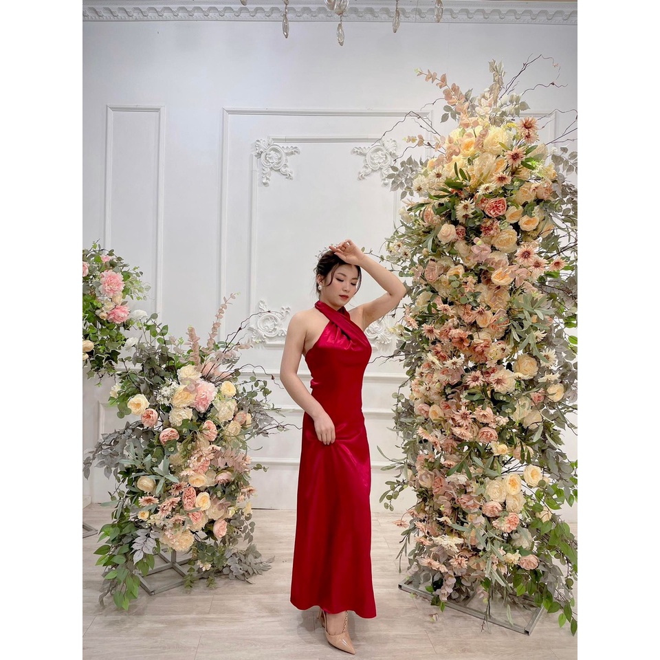 Đầm Lụa Nữ Amie Thiết Kế Cổ Chéo Dáng Dài, Váy Thời Trang Cao Cấp Chất Phi Lụa Sang Chảnh D09