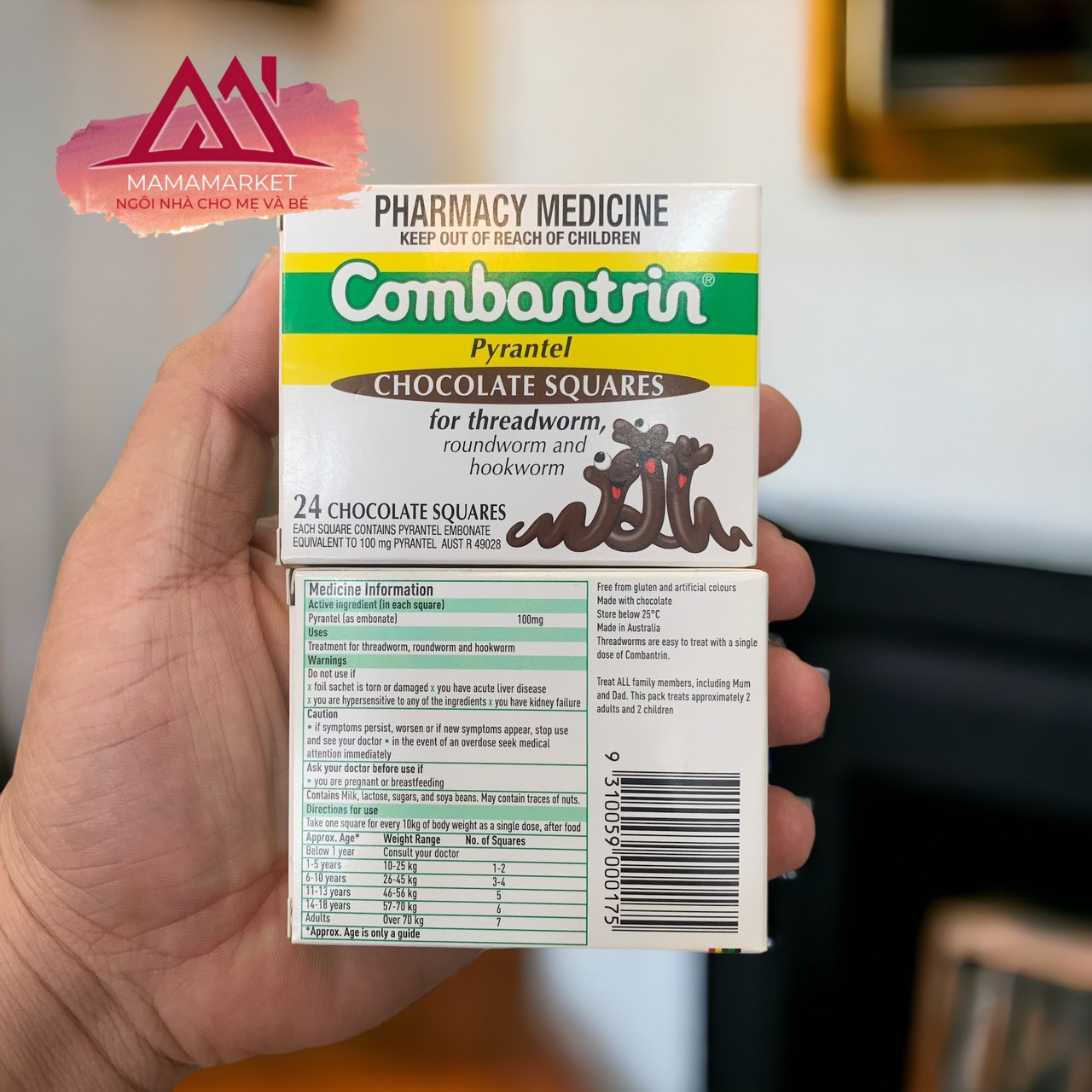 Combantrin dạng Socola (cho bé trên 1 tuổi). 1 Túi 6 Thanh [Hàng nội địa Úc] [ DATE 2/2026 ]