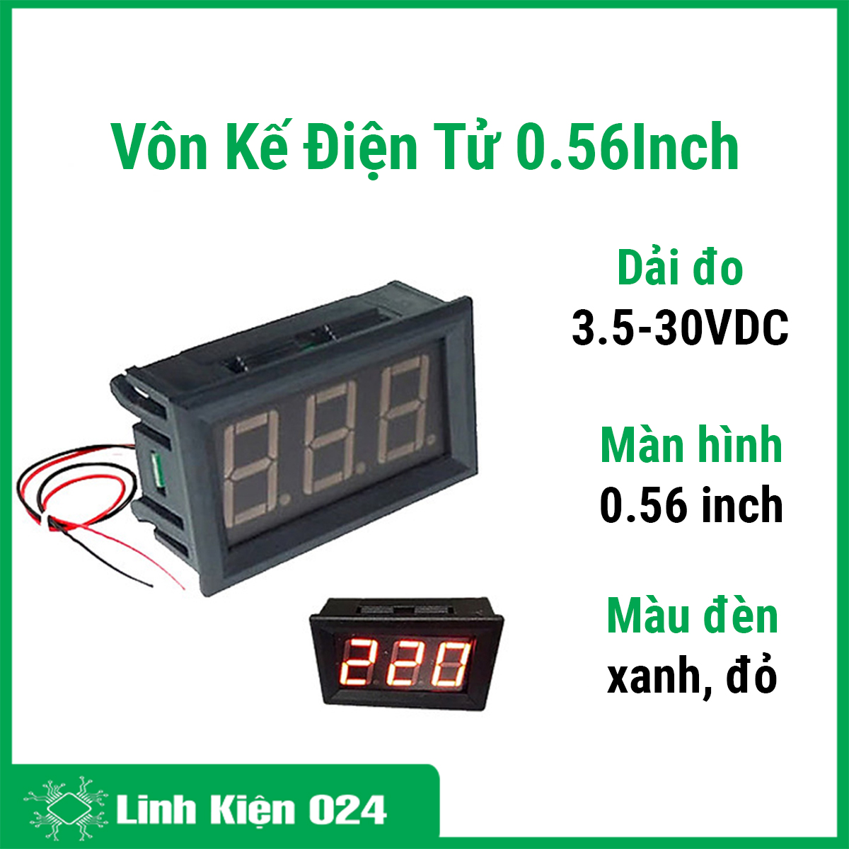 Vôn kế điện tử 0.56 Inch dải đo 3.5-30VDC