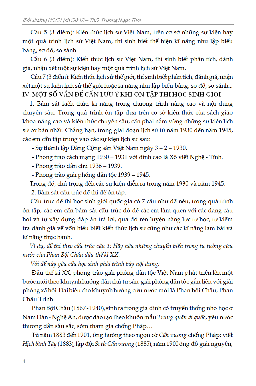 Bồi Dưỡng Học Sinh Giỏi Lịch Sử 12