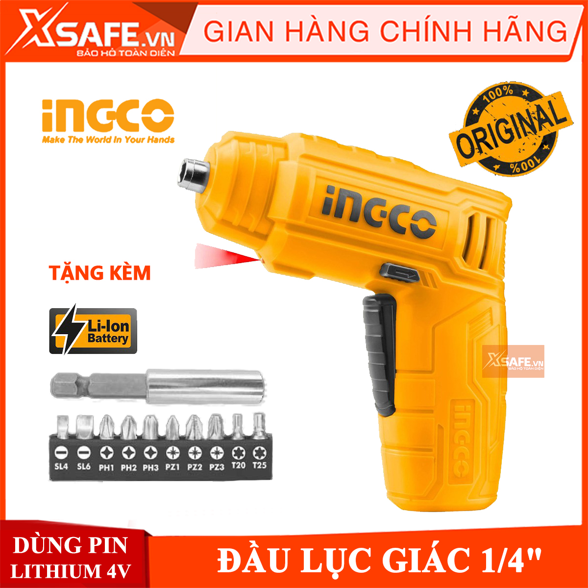 Shooting Machine hand screw ingco CSDLI0402 included 10 nose squeeze screw 25mm, 1 nose from, 1 Department of charging. Machine fasten screw mini disposable lithium battery 4v hexagon head 1/4 ''has the function of island length-product genuine xsafe