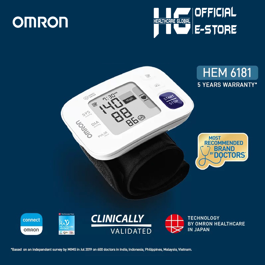 Máy đo huyết áp cổ tay điện tử Omron HEM-6181 Công nghệ Intellisense
