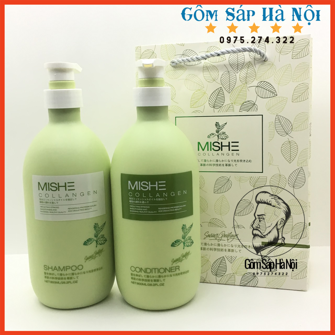Cặp dầu gội + xả cao cấp mishe collangen 800ml