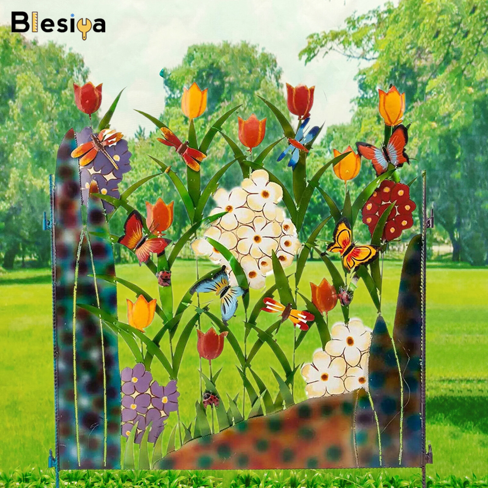 Blesiya Garden Trellis Wrought Iron Guardrail Home Palisade Decoration Patio DIY