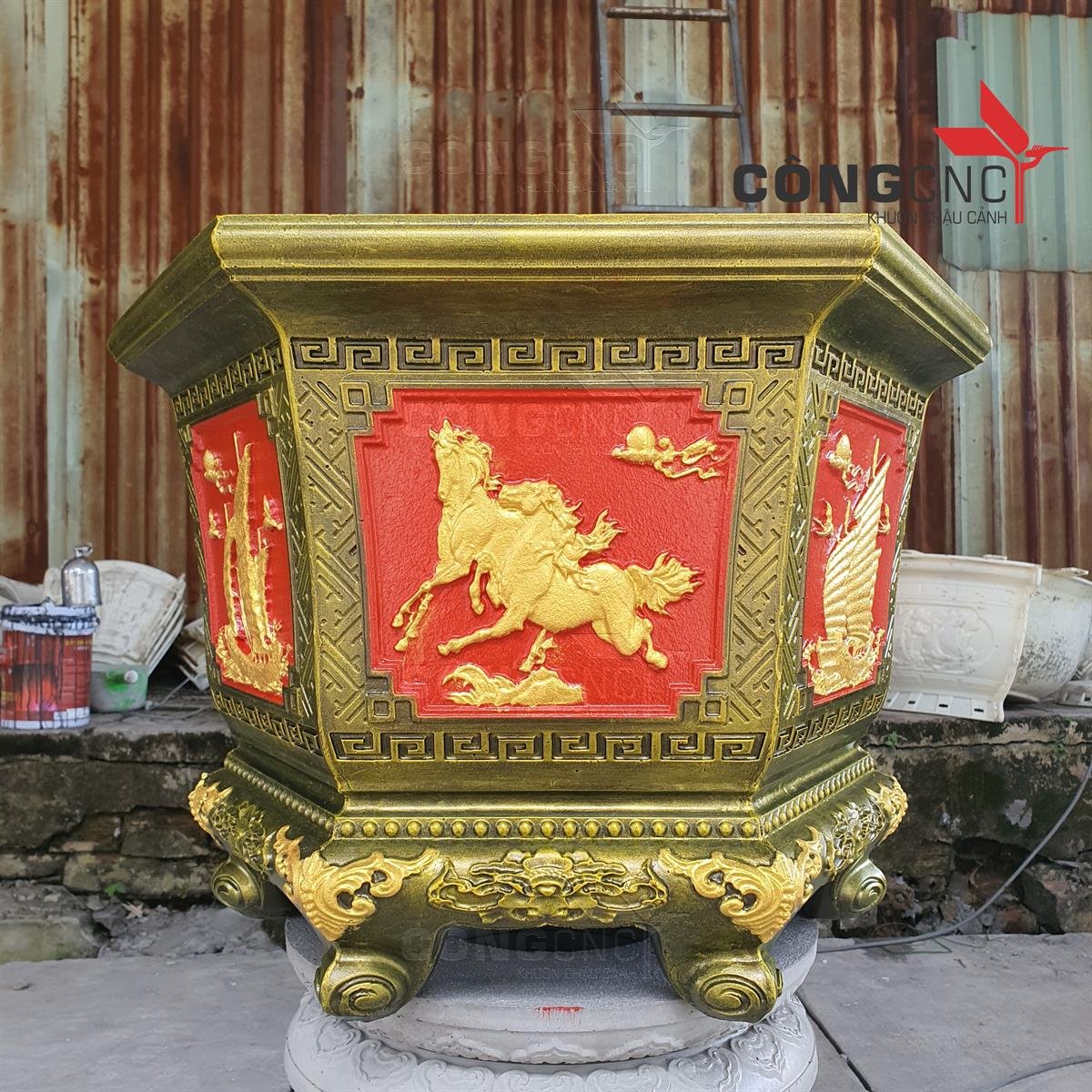 Khuôn Đúc Chậu Lục Giác 60 Chân Liền