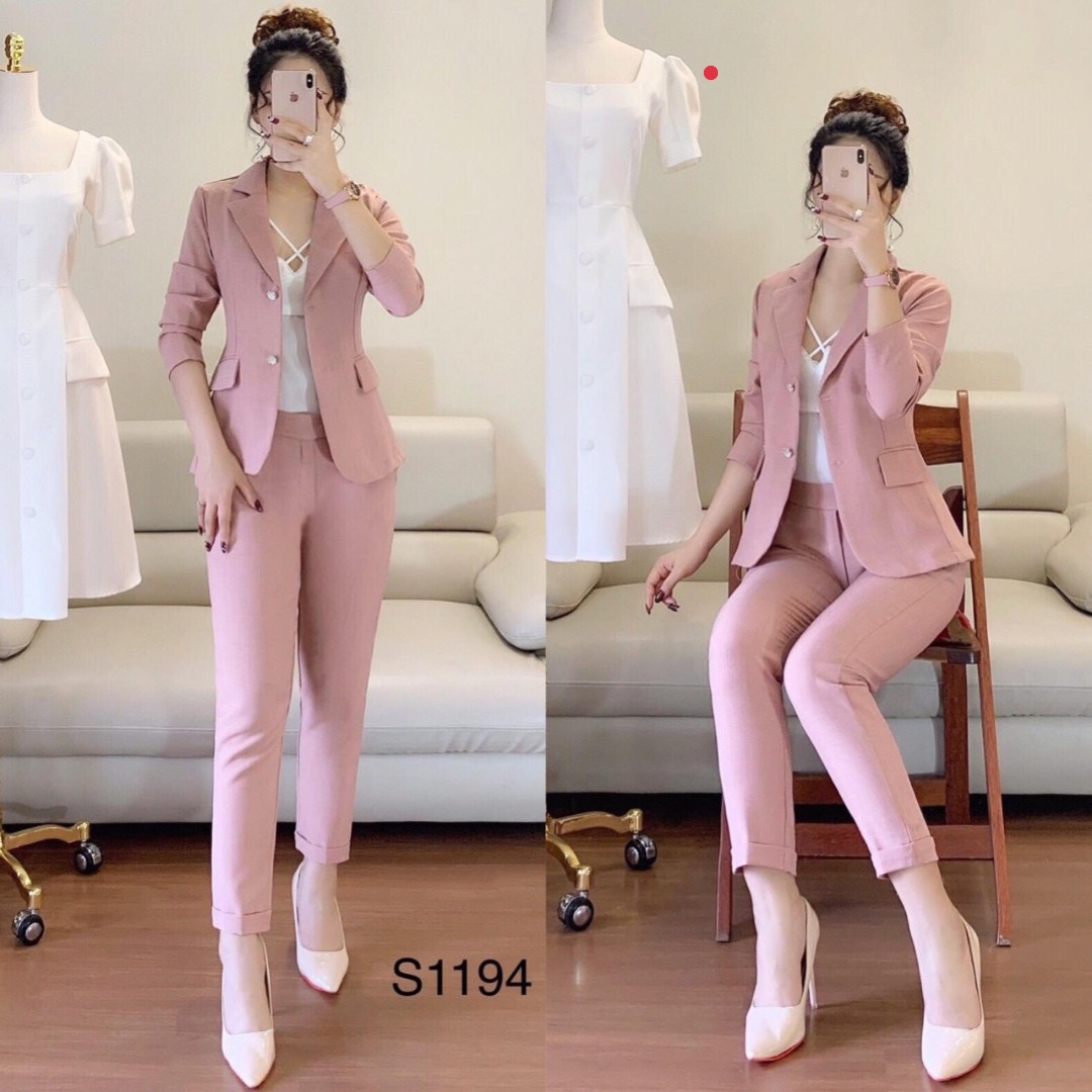Set vest ba món áo vest + áo thun + quần dài ống đứng #setvesttaydai