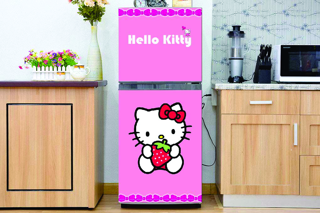 Decal dán tủ lạnh cao cấp - Mẫu Kitty siêu cute