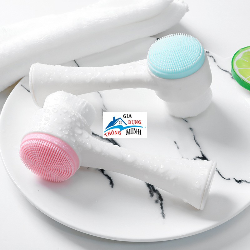 Dụng cụ cọ rửa mặt massage 3D, 2 đầu cầm tay