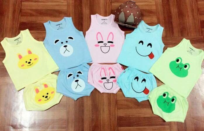 Set 5 bộ cotton in hình cho bé sz 8-10kg