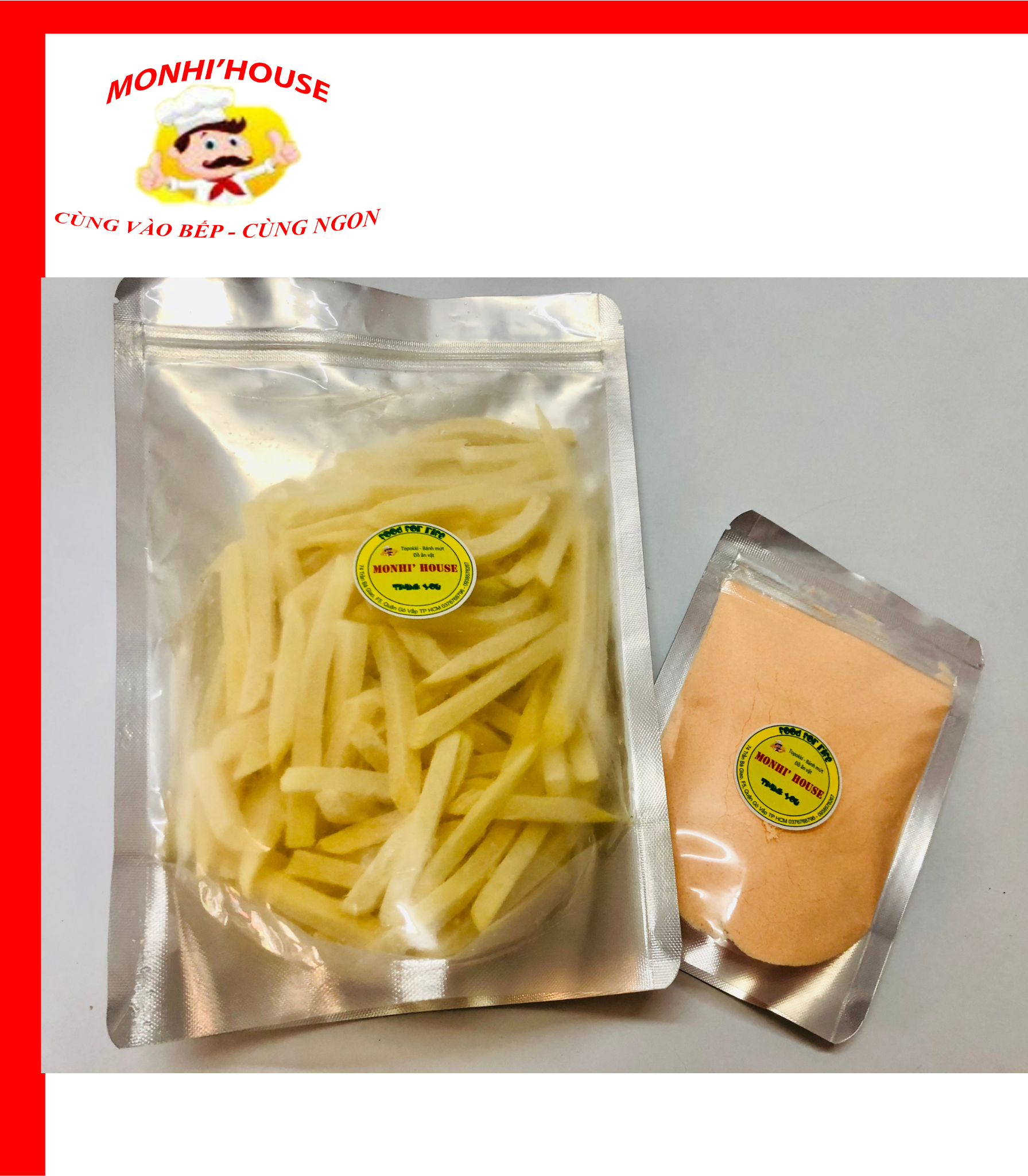 500g khoai tây chiên + 100g bột phô mai lắc