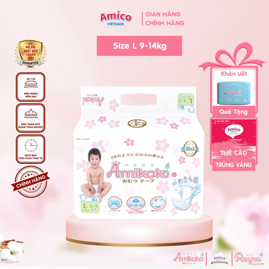 Tã dán Amikoko L36 (dành cho bé 9-14kg)