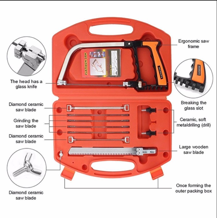 Bộ cưa Hàn Quốc đa năng cao cấp,Cưa tay đa năng hàn quốc Platinum saw 9 lưỡi cưa,Bộ cưa cầm tay có thể cắt sắt, kim loại màu, kính, gạch men, gỗ, nhựa, nhôm, cao su.