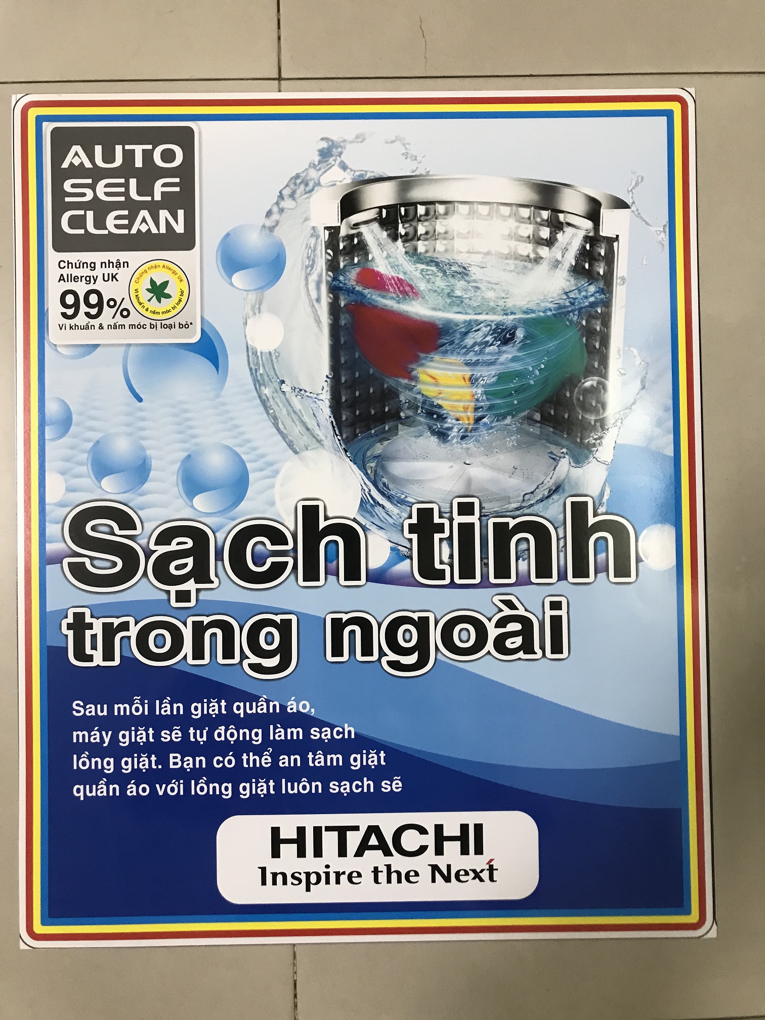 [HCM]Miếng dán máy giặt Hitachi - Tem dán máy giặt Hitachi