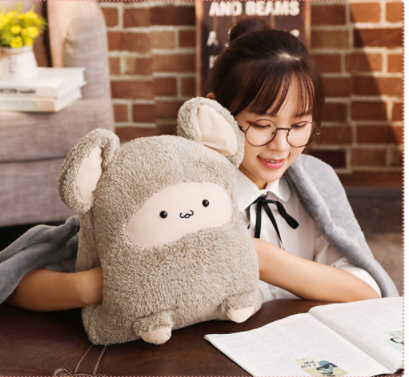 Bộ chăn gối văn phòng chuột bông (xám)
