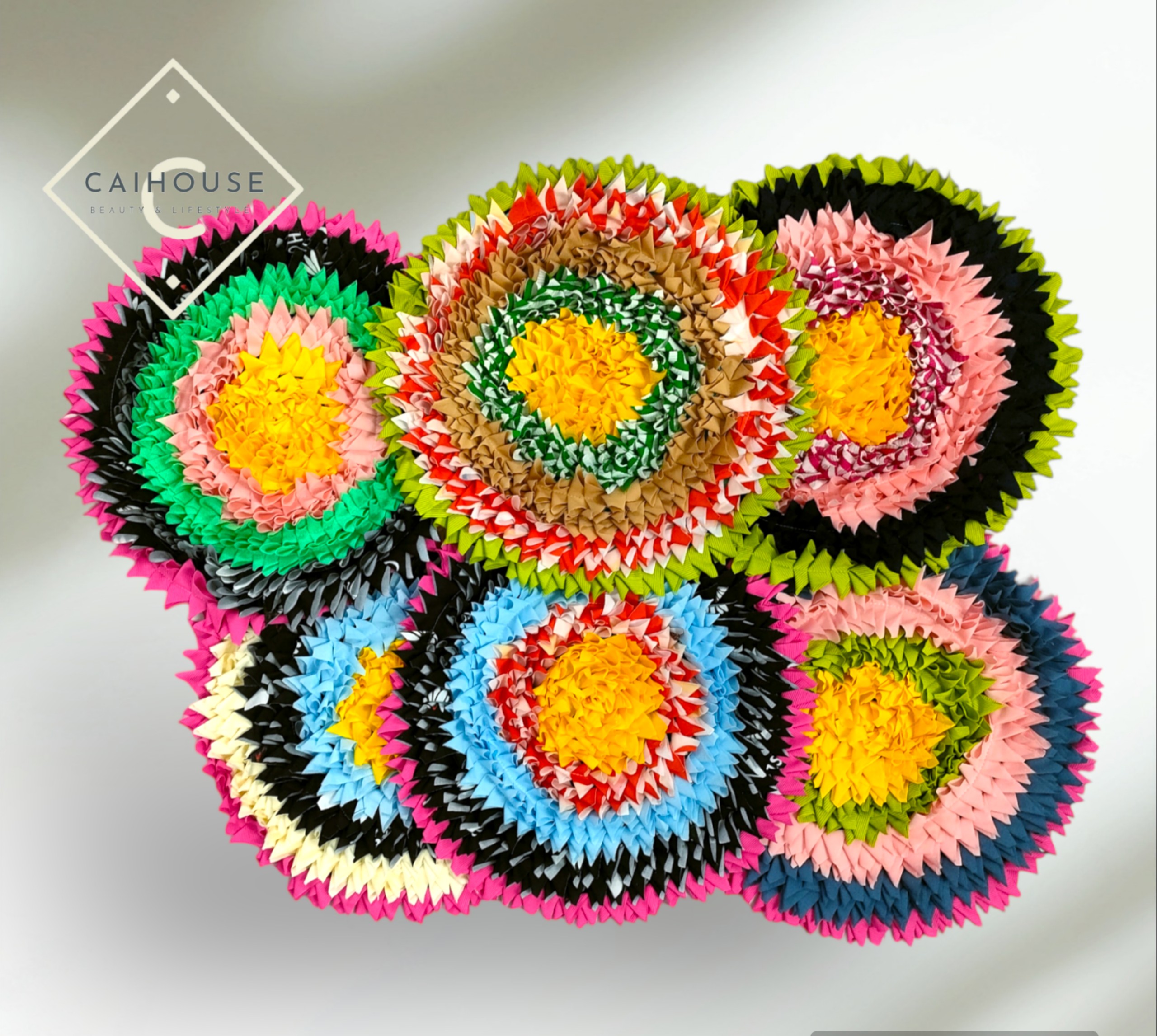 Thảm tròn lau chân handmake sắc màu-CH-K02