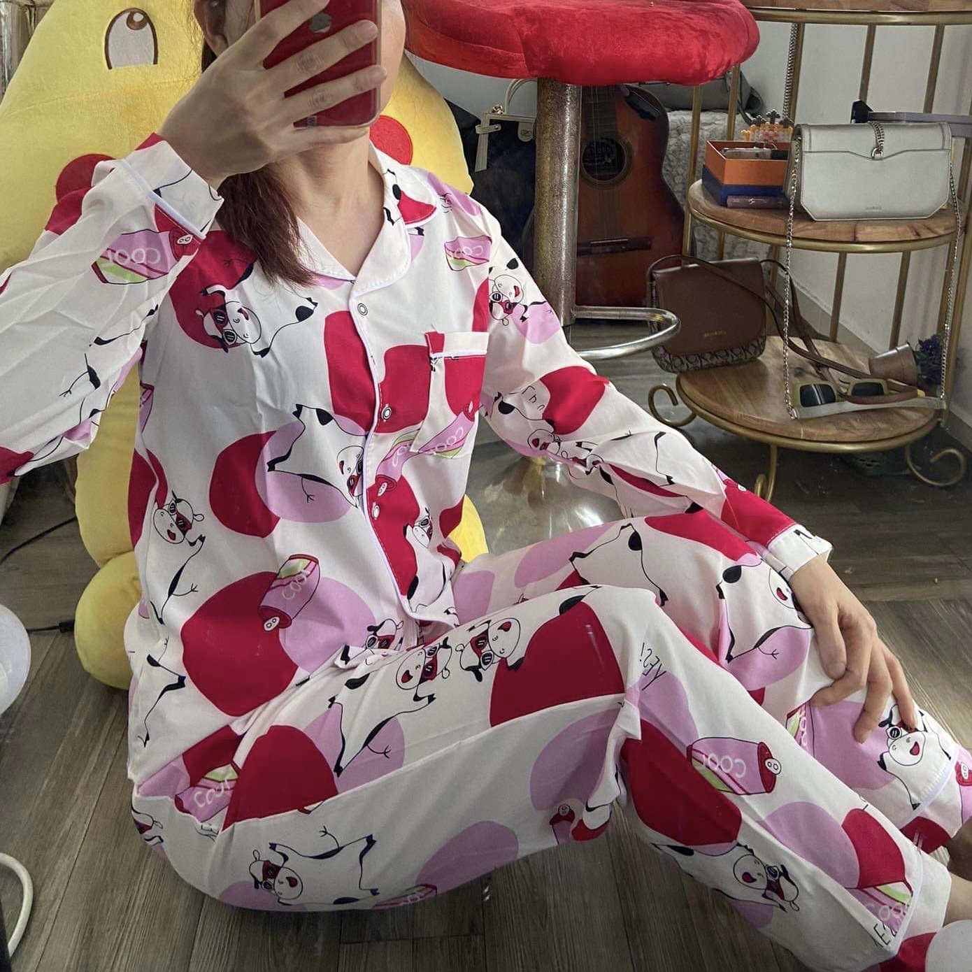 Đồ bộ pijama lụa hàn hot siêu đẹp dưới 58kg