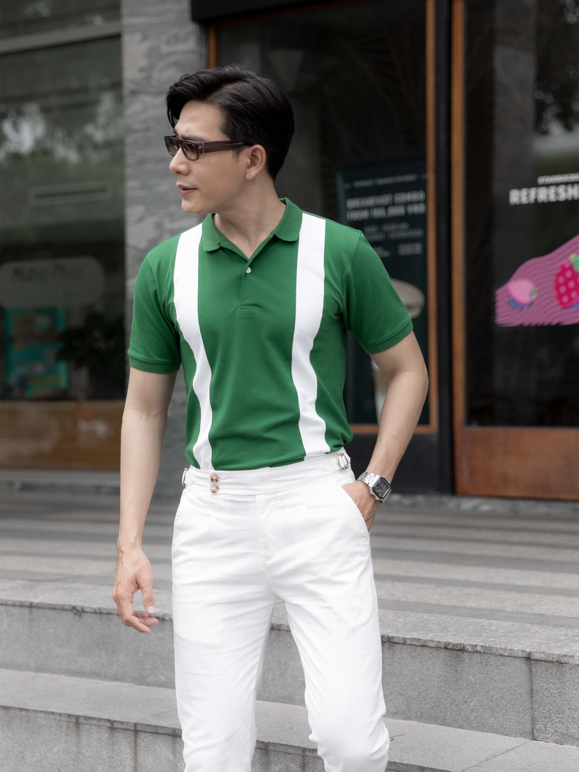 Áo Polo Vertical Color Block